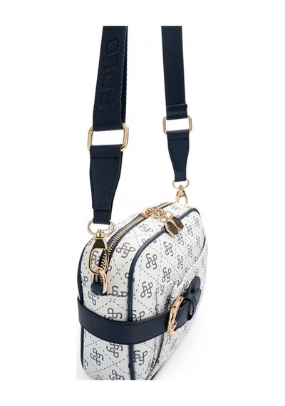 Silver & Polo Silver Polo Beyaz - Lacivert Monogram Kadın Çapraz Çanta Sp1256