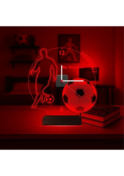 Luvivia Ronaldo Futbol Topu Kişiye Özel Saatli 3d Lamba - Masa Gece Lambası Şeffaf