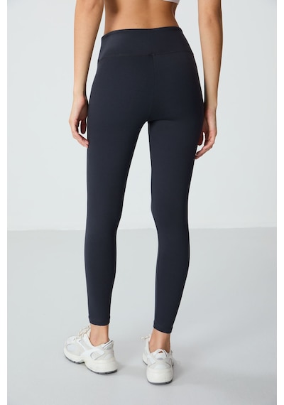 Tommylife Antrasit Yüksek Bel Termal Slim Fit Dar Paça Kadın Tayt - 94577 Antrasit