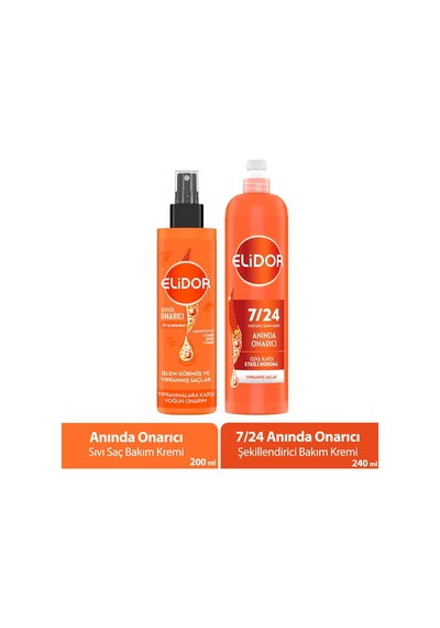 Elidor Sıvı Saç Bakım Kremi Anında Onarıcı 200 Ml X1 + 7/24 Kurtarıcı Bakım Kremi 240 Ml