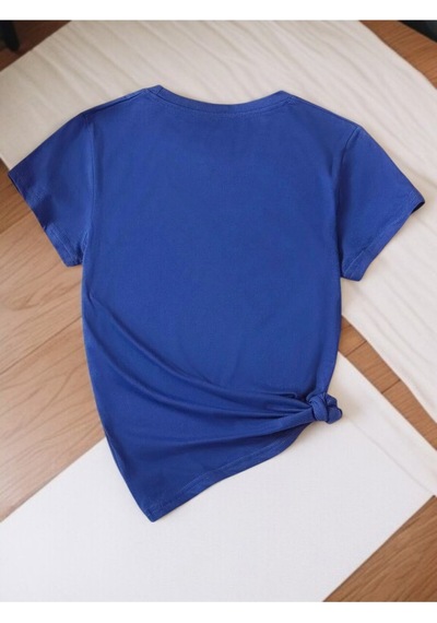 Uyguntarz Unisex Pırlantalı Kadın Portresi Tasarım Basklı Tshirt Mavi