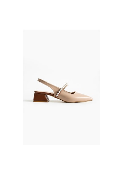 Duxal Shoes Lucia Kadın İnci Detaylı Şık Babet - Topuklu Ayakkabı Bej