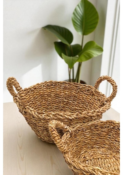 Digithome 3 Lü Naturel Yuvarlak Organizer Sepet -pnl-ph25 S/3 Kahverengi