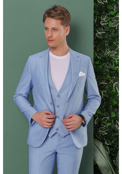 Efor Tk 872 Slim Fit Mavi Klasik Takım Elbise Mavi
