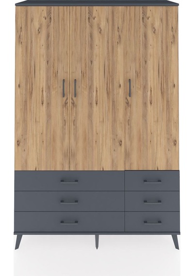 Hyperion Dolap 5 Raflı 6 Çekmeceli Tek Askılı 132x44x195 Antrasit-çam/antrasit Atlas Çam/antrasıt Hyperion Dolap 5 Raflı 6 Çekmeceli Tek Askılı 132x44x195 Antrasit-çam/antrasit Atlas Çam/antrasıt
