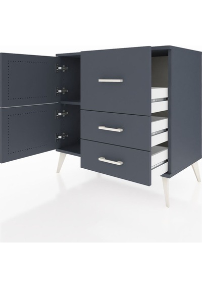 Hyperion Şifonyer Tek Raflı 3 Çekmeceli 2 Kapaklı 88x44x80 Antrasit-antrasit Antrasit Hyperion Şifonyer Tek Raflı 3 Çekmeceli 2 Kapaklı 88x44x80 Antrasit-antrasit Antrasit