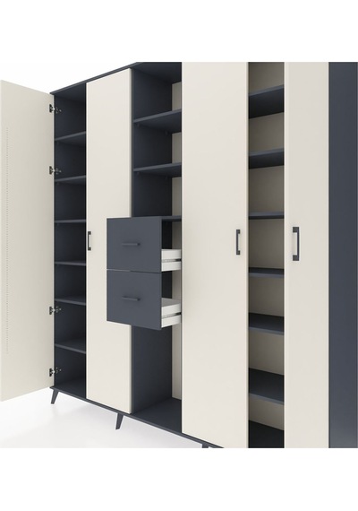 Hyperion Dolap 15 Raflı 2 Çekmeceli 4 Kapaklı 220x44x243 Antrasit-aytaşı/antrasit Aytası/antrasıt Hyperion Dolap 15 Raflı 2 Çekmeceli 4 Kapaklı 220x44x243 Antrasit-aytaşı/antrasit Aytası/antrasıt