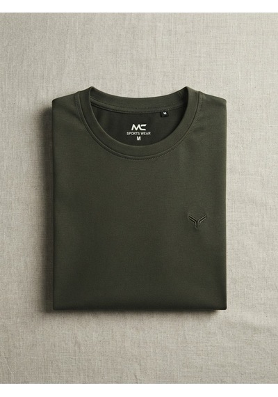 Maccali Erkek Haki Bisiklet Yaka Basic Tişört