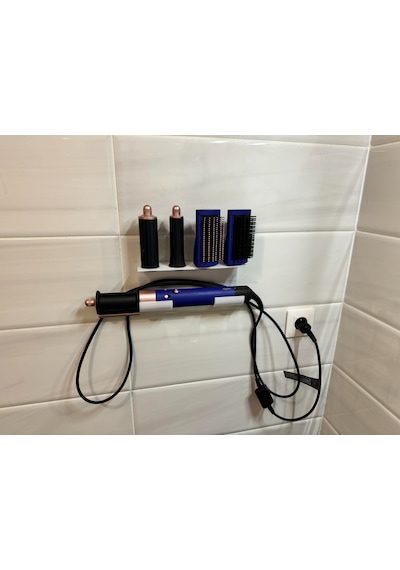 Airwrap Uyumlu Duvar Tipi Stand Saç Şekillendirici Ve Başlık Düzenleyici Raf Beyaz