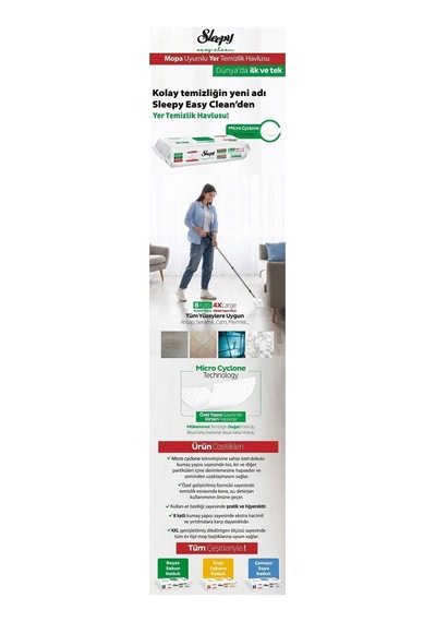 Sleppy Easy Clean Beyaz Sabun Katkılı Mopa Uyumlu Yer Temizlik Havlusu 50 Li Diğer