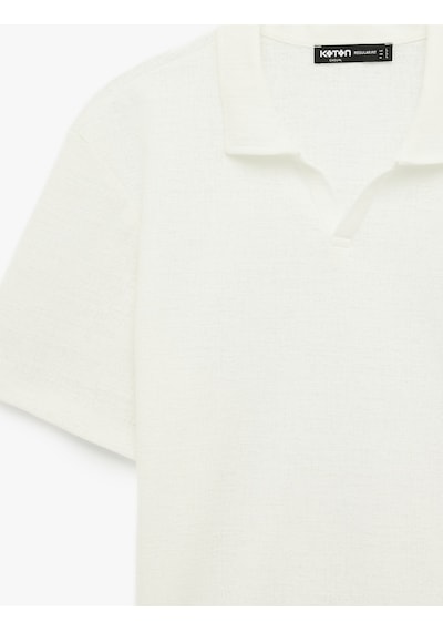 Koton Regular Fit Kısa Kollu Dokulu Polo Yaka Tişört Ekru 6sam10007mk Ekru