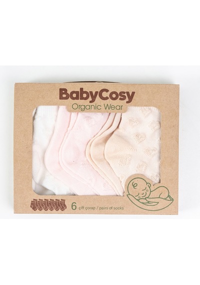 Babycosy Organic Wear %100 Organik Pamuk,6 Lı Kız Bebek Çorap Seti Kalp Desenli,yumuşak,pamuklu,yenidoğan Çorap,0-24 Ay Çok Renkli Babycosy Organic Wear %100 Organik Pamuk,6 Lı Kız Bebek Çorap Seti Kalp Desenli,yumuşak,pamuklu,yenidoğan Çorap,0-24 Ay Çok Renkli