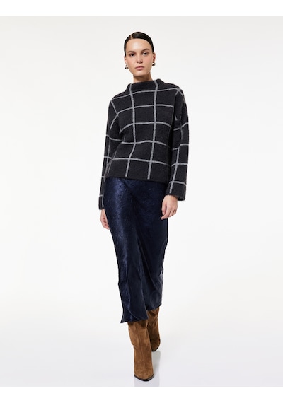 Koton Slim Fit Balık Kesim Dokulu Midi Saten Etek Lacivert 6wak70011pw Lacivert