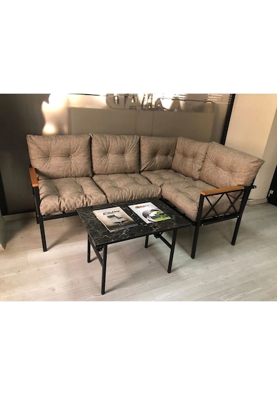 Miami Köşe Koltuk Takımı , 2+2 Balkon-bahçe-çay Seti-mutfak Köşesi Mermer Desen 70x50cm Sehpa Cappuccino Miami Köşe Koltuk Takımı , 2+2 Balkon-bahçe-çay Seti-mutfak Köşesi Mermer Desen 70x50cm Sehpa Cappuccino