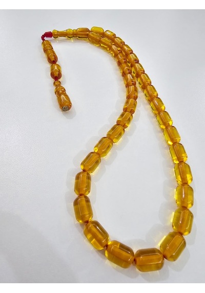 Zeyzun Usta İmzalı Sıkma Kehribar Tespih 9x13 Mm Kapsül Kesim 23545152