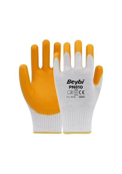 Beybi Pn810 Nitril Eldiven Sarı-Beyaz No:10 48 / 144 / 288 Çift