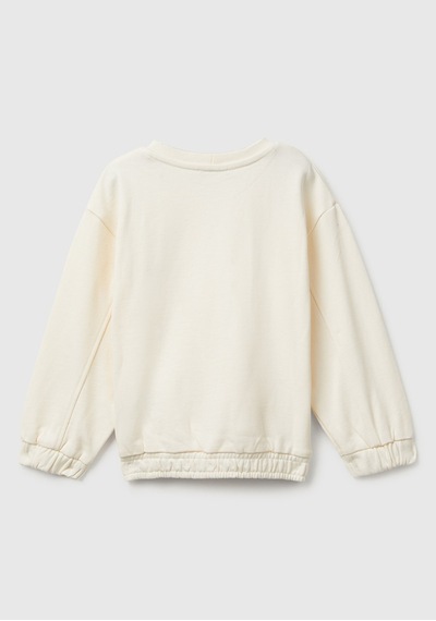 Benetton Kız Bebek Ekru Kalpli Sweatshırt Ekru