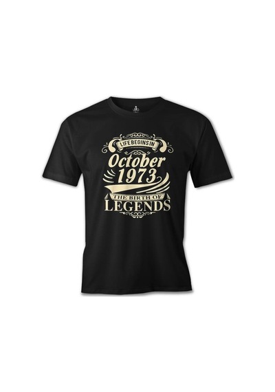 Life Begins İn 1973 Iı Baskılı Siyah Erkek Tshirt 001