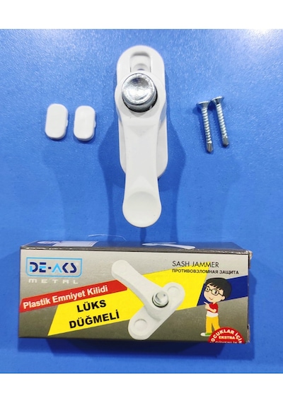 Pvc Kapı Pencere Pimapen Çocuk Emniyet Düğmeli Kilit Güvenlik Mandalı Plastik Beyaz 1 Adet