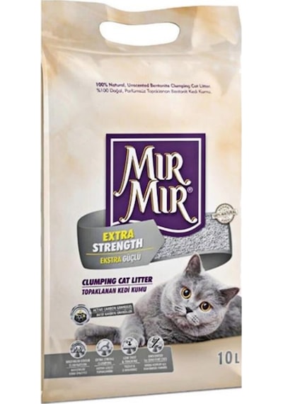 MırMır Aktif Karbonlu Extra Güçlü Topaklaşan Bentonit Kedi Kumu 10 L