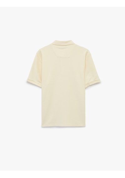 Koton Regular Fit Kısa Kollu Düğmeli Polo Yaka Tişört Ekru 6sam10283mk