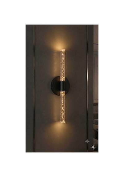 Bubbleflux Medium 40 Cm Modern Tasarım Led Aplik - Duvar Lambası - Siyah - Pilli - Günışığı Siyah Pilli