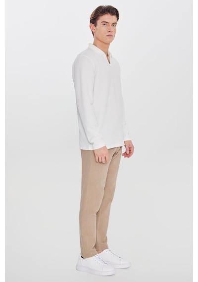 AC&Co / Altınyıldız Classics Erkek Bej Keten Slim Fit Dar Kesim Beli Bağlamalı Yan Cepli Casual Pantolon Bej