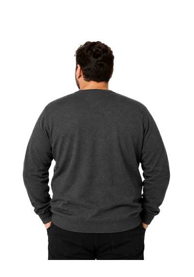 Battalmoda Erkek Büyük Beden Füme Bisiklet Yaka Pamuklu Kazak 3xl-4xl-5xl-6xl