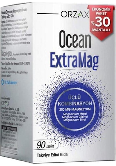 Orzax Ocean Extramag Üçlü Magnezyum Kombinasyonu 90 Tablet