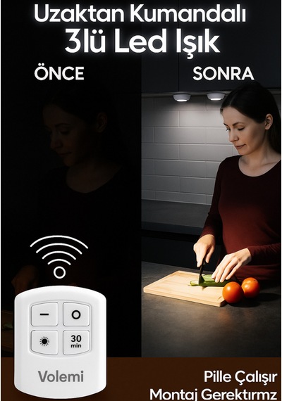 Aksu Volemi Led Işık Uzaktan Kumandalı Kontrol Set Of 3 V-3+1 Beyaz