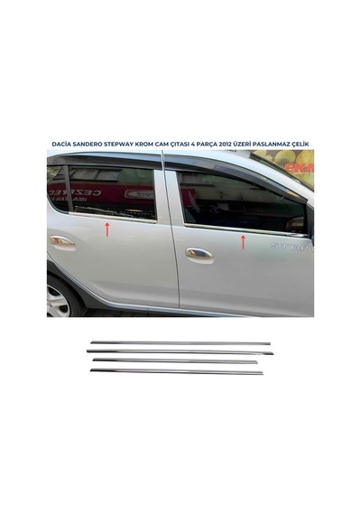 Ebal Otomotiv Dacia Sandero Stepway Krom Cam Çıtası Seti 4 Prç. 2012 Üzeri