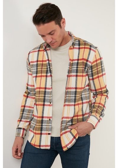 Buratti Ekoseli Uzun Kollu Slim Fit Kışlık Erkek Gömlek Cf21W112844 Hardal