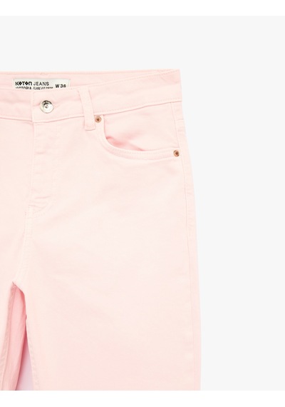 Koton Pamuklu Cepli Düğmeli İspanyol Paça Crop Jean Pantolon - Kick Flare Jeans Pembe 6sal40051mw Gül Koton Pamuklu Cepli Düğmeli İspanyol Paça Crop Jean Pantolon - Kick Flare Jeans Pembe 6sal40051mw Gül
