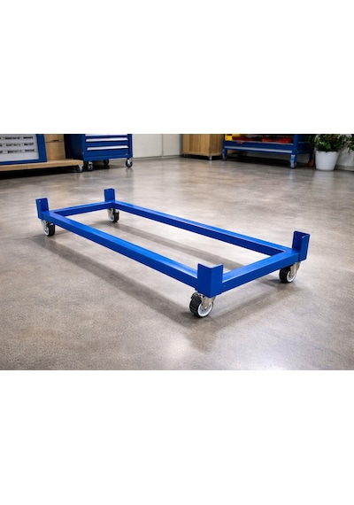 Hafif Rack Tekerlekli Baza - Taşınabilir, Portatif Depo Rafı Bazası Mavi-50x150 Cm Mavi