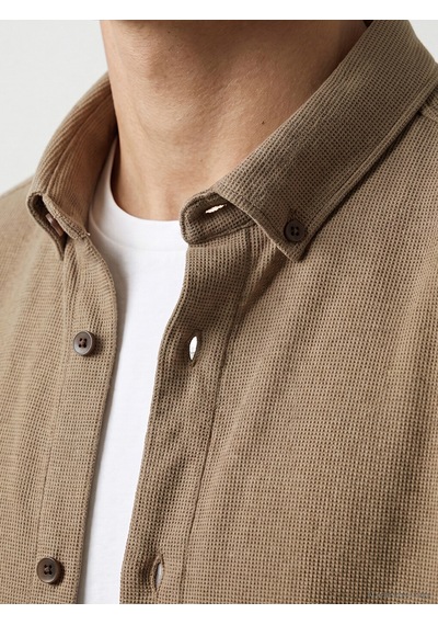 Lcw Vision Kahverengi Slim Fit Erkek Dokulu Gömlek