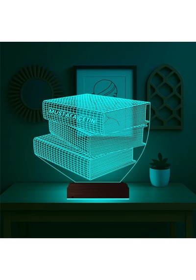 Luvivia Öğretmene Hediye Kitap Kişiye Özel 3d Lamba - Masa Gece Lambası