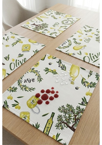 Su Geçirmez Amerikan Servis 6'lı Set Leke Tutmaz Silinebilir Masası Tabak Altlığı 35x45 Cm Çok Renkli