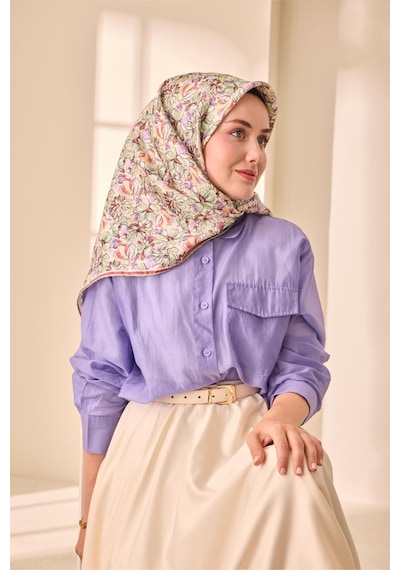 Silk Home Twill İpek Eşarp 11477-04 Ekru, Bej, Su Yeşili, Çilek Kırmızısı, Lila