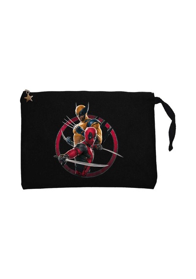 Deadpool Wolverine Movie Siyah Clutch Astarlı Cüzdan / El Çantası