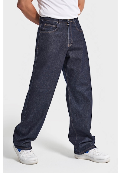 Itsbasic Erkek İndigo Renk 7w5-50 Tt25 Relaxed Baggy Fit İç Boy 80cm Rahat Kesim %100 Koton Denim Jean