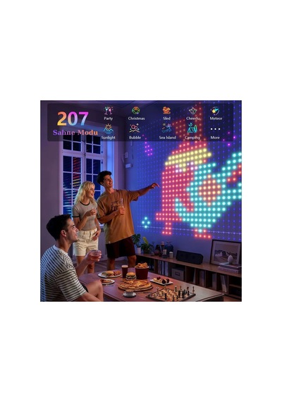Led Işıklı Akıllı Perde Animasyonlu Uzaktan Kumanda Sevgili Eğlence Parti Yılbaşı 2x2 Mtr 400 Ledli Çok Renkli - 787020464 Çok Renkli