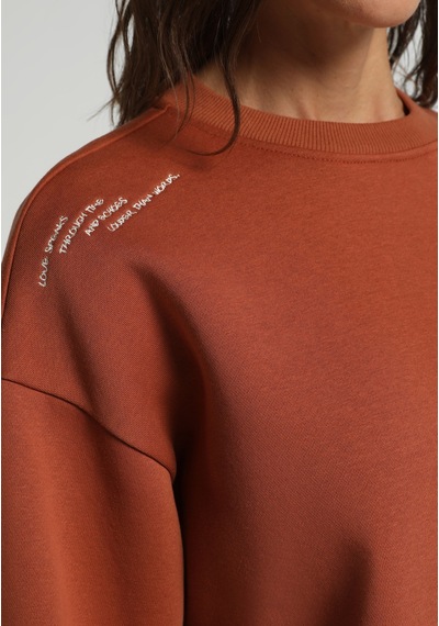 Colin's Colins Regular Fit Yuvarlak Yaka Baskılı Kadın Kahverengi Sweatshirt Cl1080753 Q1.v2 Cor Cinnamon