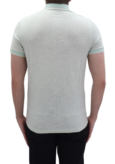 Santa Dmctekstil Erkek Kavis-108 Çizgili Spor Kesim Dar Kalıp Cepsiz Polo Yaka T-shirt Yeşil