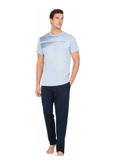 Pierre Cardin Penye Kısakol Pijama Takım Lk-pc6123 Mavi