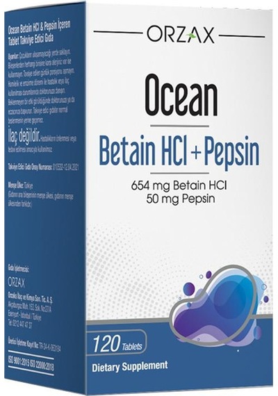 Ocean Betain Hcı+ Pepsin Takviye Edici Gıda 120 Tablet