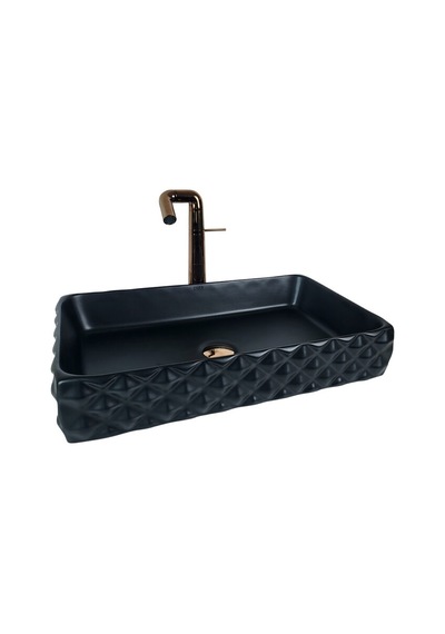 Kapitone 60 Cm Siyah Tezgah Üstü Çanak Lavabo Renkli