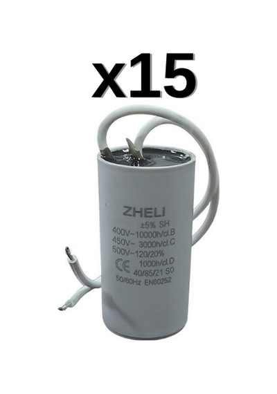 15'li Zheli 2 Μf 25x49 Mm Plastik Kablolu 450-500 Acv Daimi Devre Kondansatörü