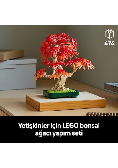 Botanicals Japon Kırmızı Akçaağaç Bonsai Ağacı 10348 - Kırmızı Ve Kehribar Sarısı Yapraklara Sahip Yapay Bi