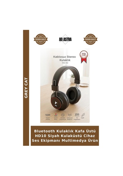 Bluetooth Kulaklık Kafa Üstü Hd10 Siyah Kulaküstü Cihaz Ses Ekipmanı Multimedya Ürün