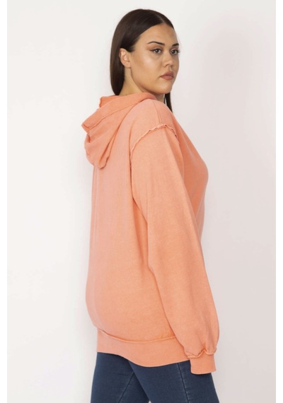 Şans Kadın Turuncu Kapşonlu Kanguru Cepli Sweatshirt 65n29634-oranj Turuncu